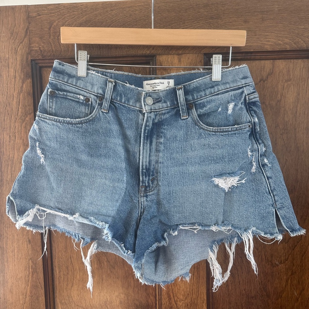 Abercrombie & Fitch Blue Distressed Jean Shorts
